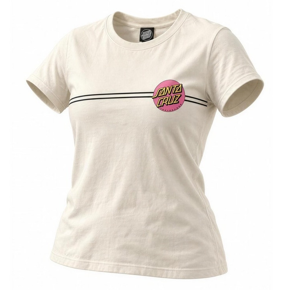 Santa Cruz T-Shirt Womens Medium White Classic Dot Graphic Logo Skate Crewneck